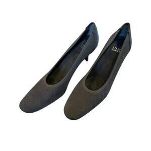 Stuart Weitzman Women 8.5 N Black Suede‎ Perforated Textured Low Pump Heels